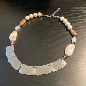 Chunky silver plate & bead necklace